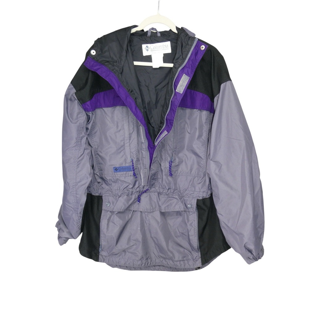 Vintage Columbia Sport Parka 90s Jacket Pullover Mens Size Medium Grey Purple